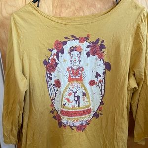 Yellow Frida Kahlo T-shirt 1X